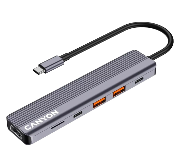 CANYON HUB DS-17 6 w 1 4k USB-C Szary - 1348471 - zdjęcie 2